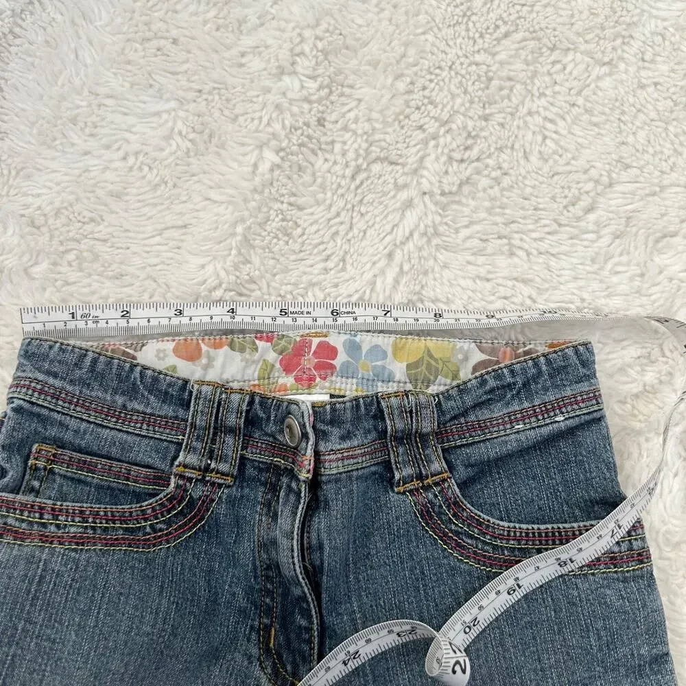 Gymboree Girls 7 Floral Embroidered Boho Indie Chic School Walking Jeans Cotton